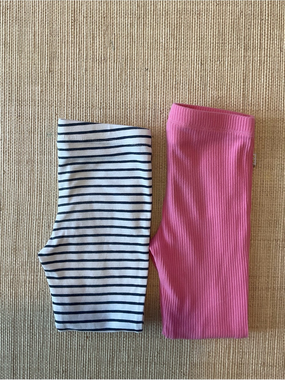 Sammy + Nat Girls Pink Ribbed & Navy Stripe Leggings (2-Pack)